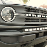 Ford Bronco Standard Bumper lightbar - 40in PRO on front bumper with curved LED bar under grille