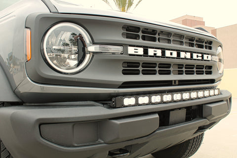 Ford Bronco Standard Bumper lightbar - 40in PRO on front bumper with curved LED bar under grille