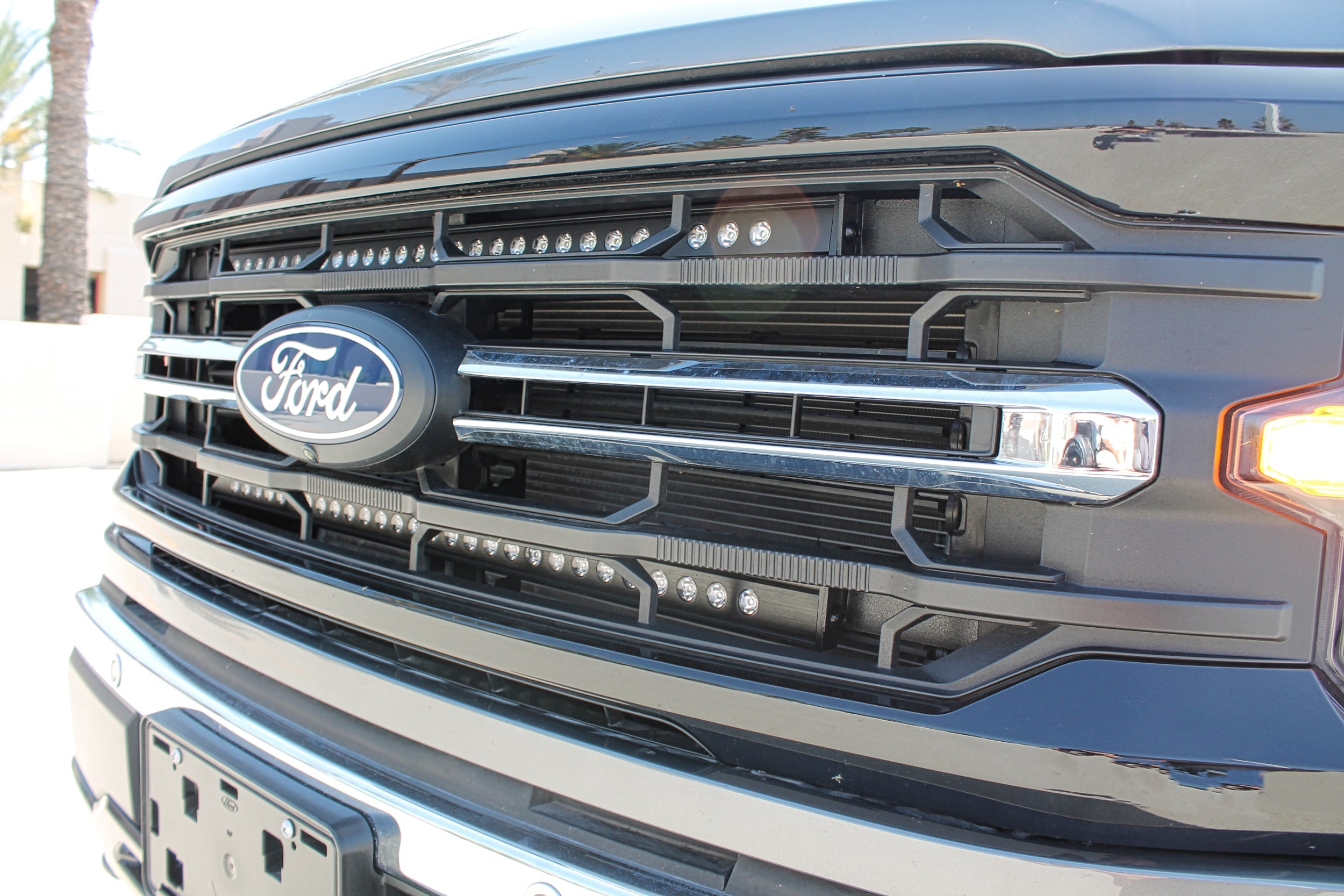 2024+ Ford F150 dual 30in Light Bars on front grille - bolt-on installation for 2024-2026 Ford F150 with factory openings