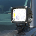 Ford F150 ditch lights mounted on hood for 2024+ with amber DRL backglow and dual-function LED pods