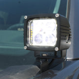 Ford F150 ditch lights mounted on hood for 2024+ with amber DRL backglow and dual-function LED pods