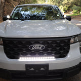 ford maverick light bar 23in installed on 2025 ford maverick front grille showing slim curved LED light upgrade