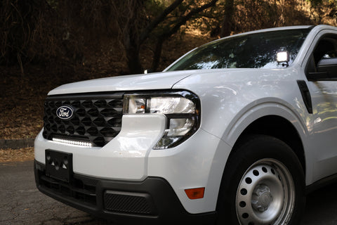 Ford Maverick Ditch Lights installed on 2025+ white Ford Maverick XL showing dual color ditch lighting upgrade