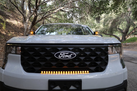 Ford Maverick Ditch Lights dual color amber DRL on white Ford Maverick truck front view for 2025+ XL XLT Lariat