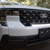 ford maverick light bar 23in installed in lower grille on 2025 ford maverick front bumper view