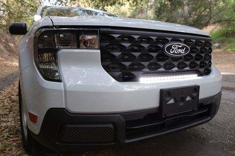 ford maverick light bar 23in installed in lower grille on 2025 ford maverick front bumper view