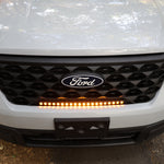 ford maverick light bar 23in curved slim grille mount on white Ford Maverick front view
