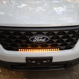 ford maverick light bar 23in curved slim grille mount on white Ford Maverick front view