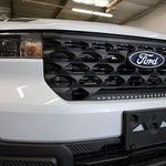 ford maverick light bar 23in installed in lower grille on white 2025 Ford Maverick front bumper view