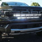 2024 ranger raptor dual LED light bars in white behind the grille