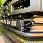 in front grille of 2024 ford ranger raptor with LED light bar