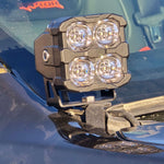 Ranger Raptor ditch lights: Dual color white and amber DRL, four LEDs mounted on a rugged square housing for 2024+ Ford Ranger Raptor