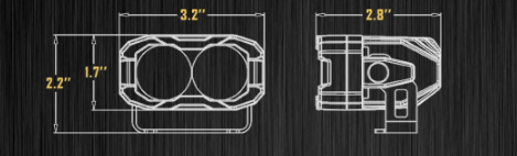 2019+ RAM 1500/TRX LED reverse light pod product graphic with beam detail