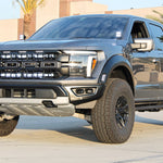 Ford F150 ditch lights on 2024+ Ford F150 with updated headlights and rugged off-road tires