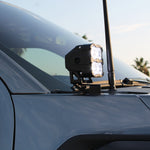 Ford F150 ditch lights, adjustable LED pods mounted on hood of Ford F150 ditch lights