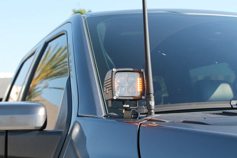 2024+ Ford Raptor ditch lights Gen 3 Refresh A-Pillars—dual function LED pods with white main and amber DRL on a Ford Raptor front A-pillar