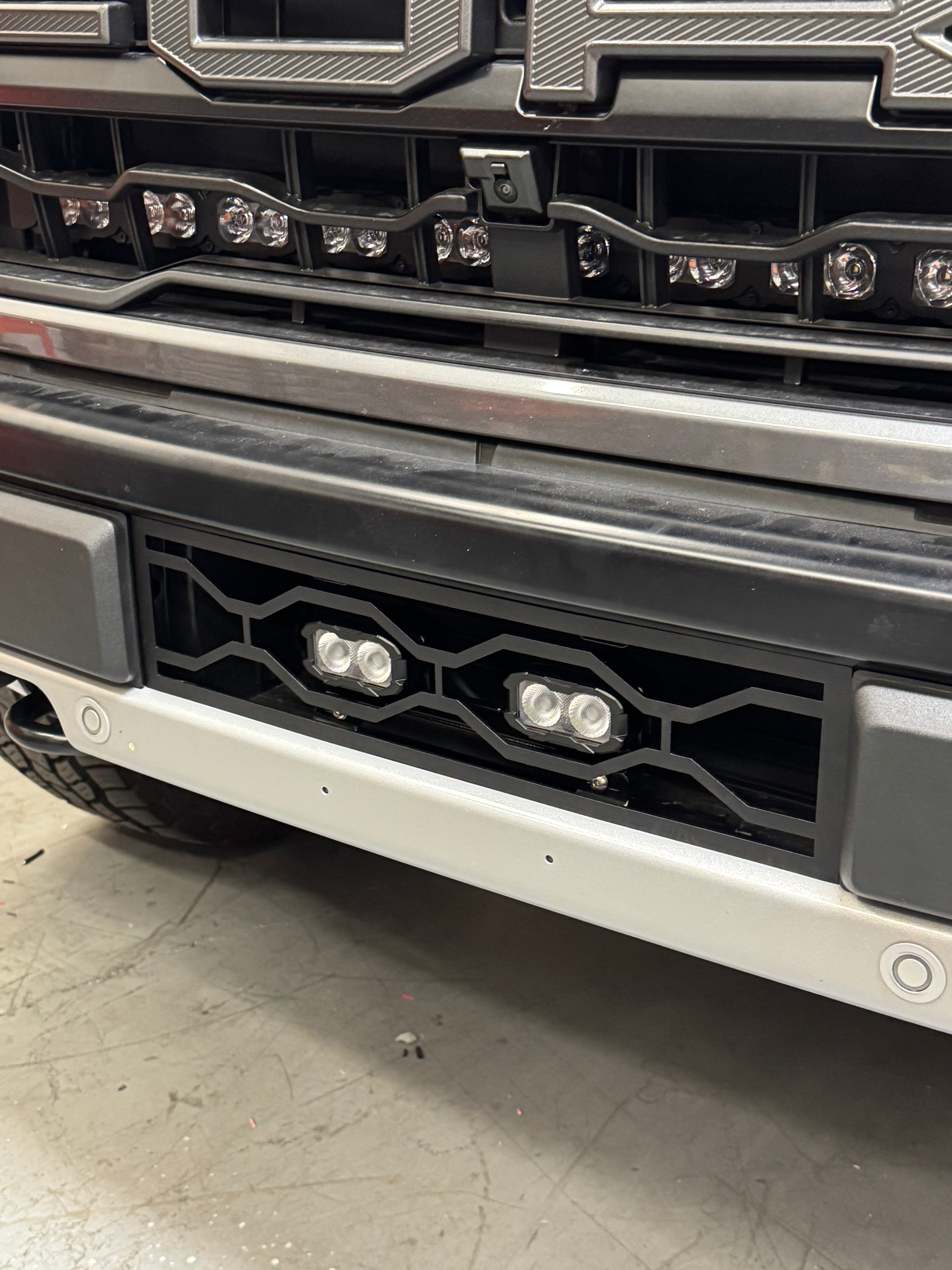 2024+ Ford Raptor Gen 3 Refresh Guard Plate front view with LED fog lights