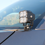 Ford Super Duty Ditch Lights PRO mounted on 2023+ F250/350/450 driver side cowl for enhanced off-road side lighting