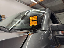 Ford Super Duty Ditch Lights PRO 2023+ F250/350/450 mounted on driver side cowl with amber LED pods