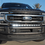 Ford Super Duty light bar on 2020-2022 F-250/350/450 front end with LED bar under grille