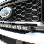 white 2023 2024 ford superduty with 40in curved LED light bar on top of bumper 