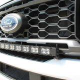 white 2023 2024 ford superduty with 40in curved LED light bar on top of bumper 