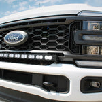 white 2023 2024 ford superduty with 40in curved LED light bar on top of bumper 
