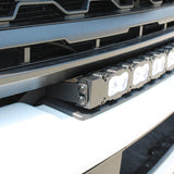 white curved LED light bar installed on top of bumper of ford superduty 2023