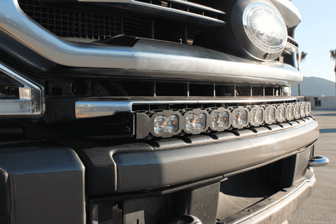 Ford Super Duty light bar on 2020-2022 F-Series truck front bumper, 40in PRO auxiliary lighting for F250/F350/F450 series