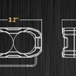 Dimensions diagram for the Ford Ranger reverse light pod: 3.2, 2.8, 2.2 and 1.7 inches