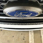 up close curved LED light bar on top bumper ford superduty