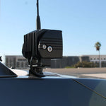 Ford Super Duty ditch lights on a 2020-2022 F-Series truck with windshield-mounted auxiliary LED pods