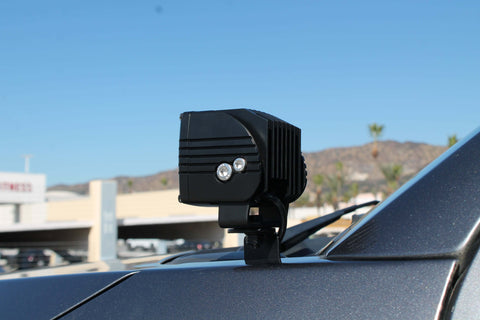 Ford Super Duty ditch lights mounted on a 2020-2022 F-series pickup to enhance visibility