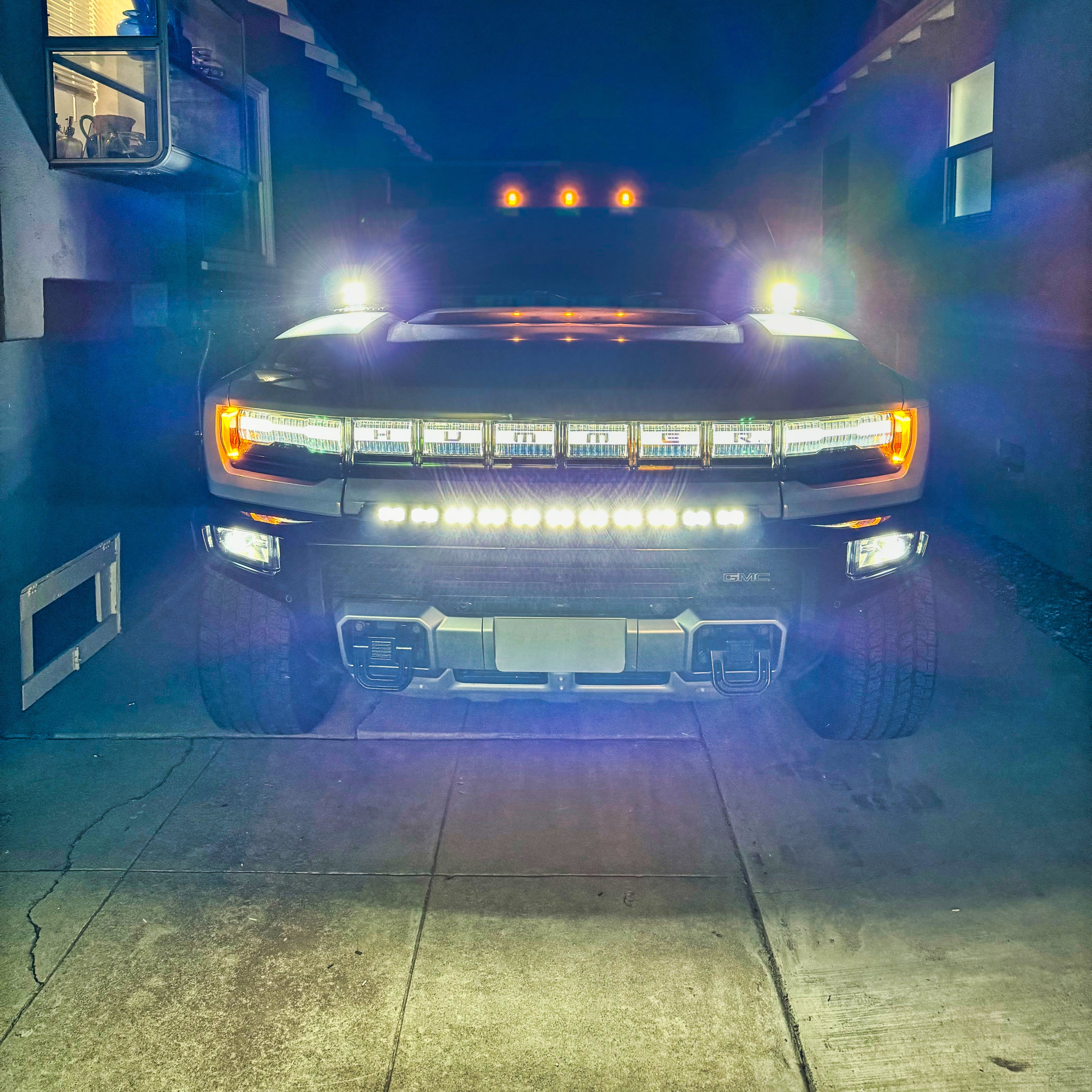 Hummer EV ditch lights PRO with adjustable low-profile pods, easy install, doesn't interfere with windshield wipers