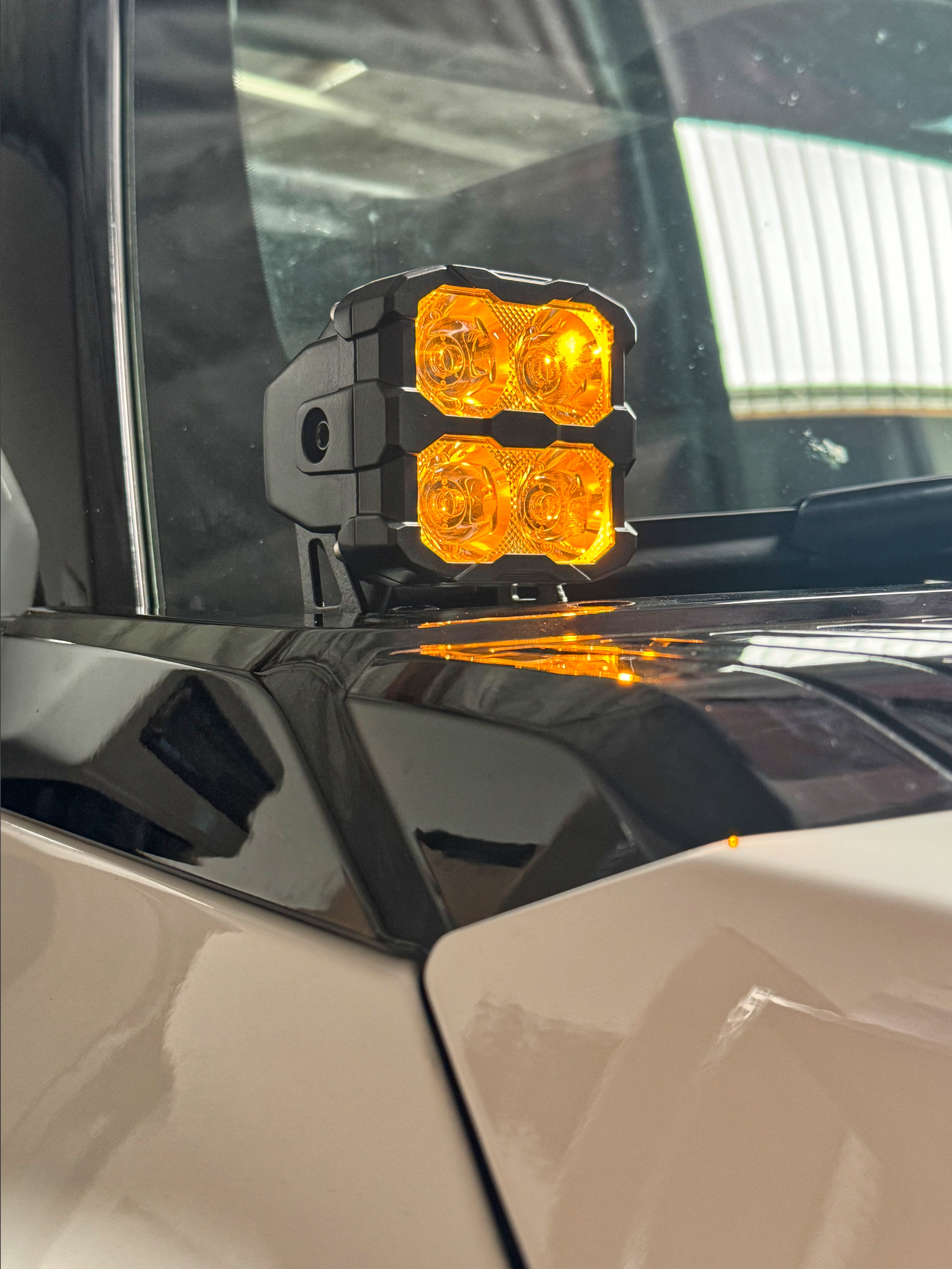 Hummer EV ditch lights PRO 2022+ on side mirror with adjustable alignment, low profile, powder-coated metal bracket