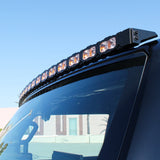 gmc hummer ev up close view of 60in LED light bar roof with amber drl  light