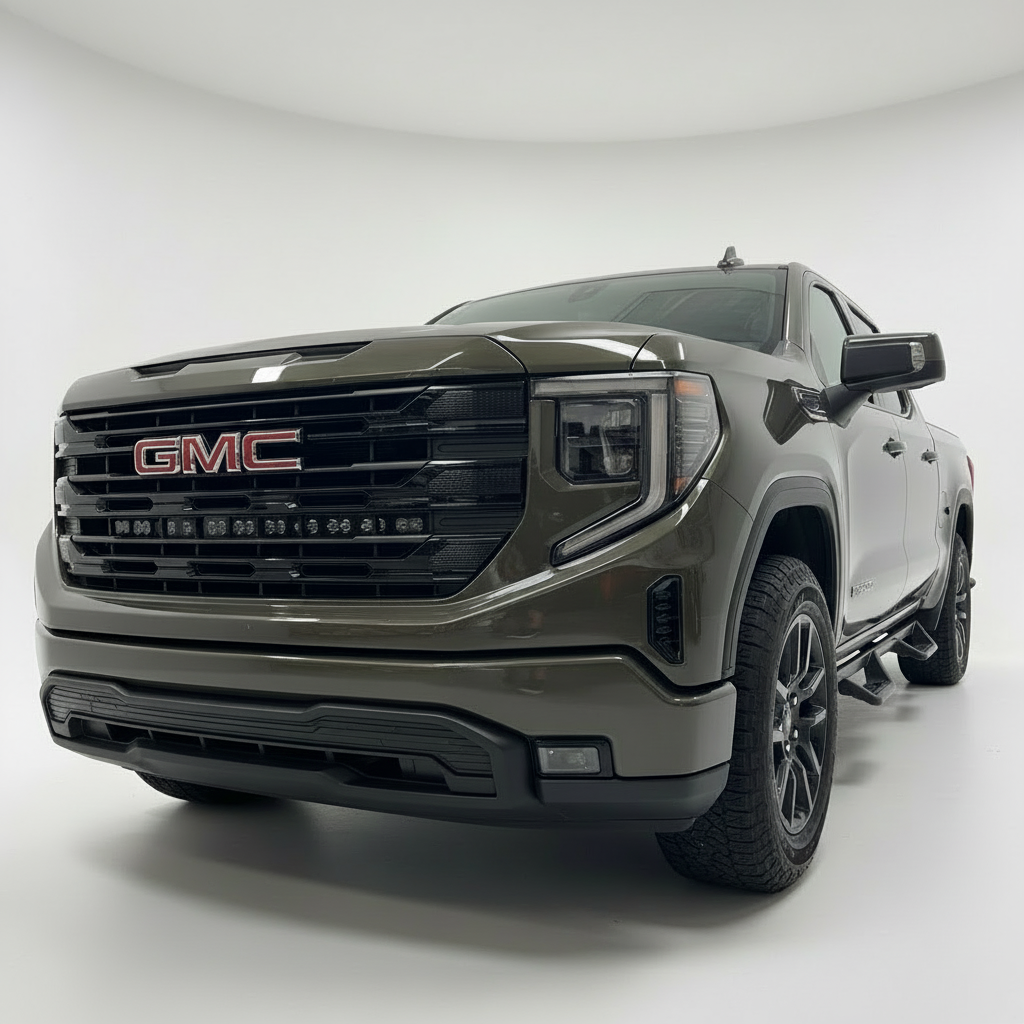 2021+ GMC Sierra 1500 Light Bar PRO single 40in installed on front grille of GMC Sierra 1500 truck