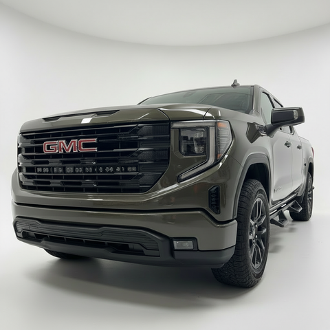 2021+ GMC Sierra 1500 Light Bar PRO single 40in installed on front grille of GMC Sierra 1500 truck