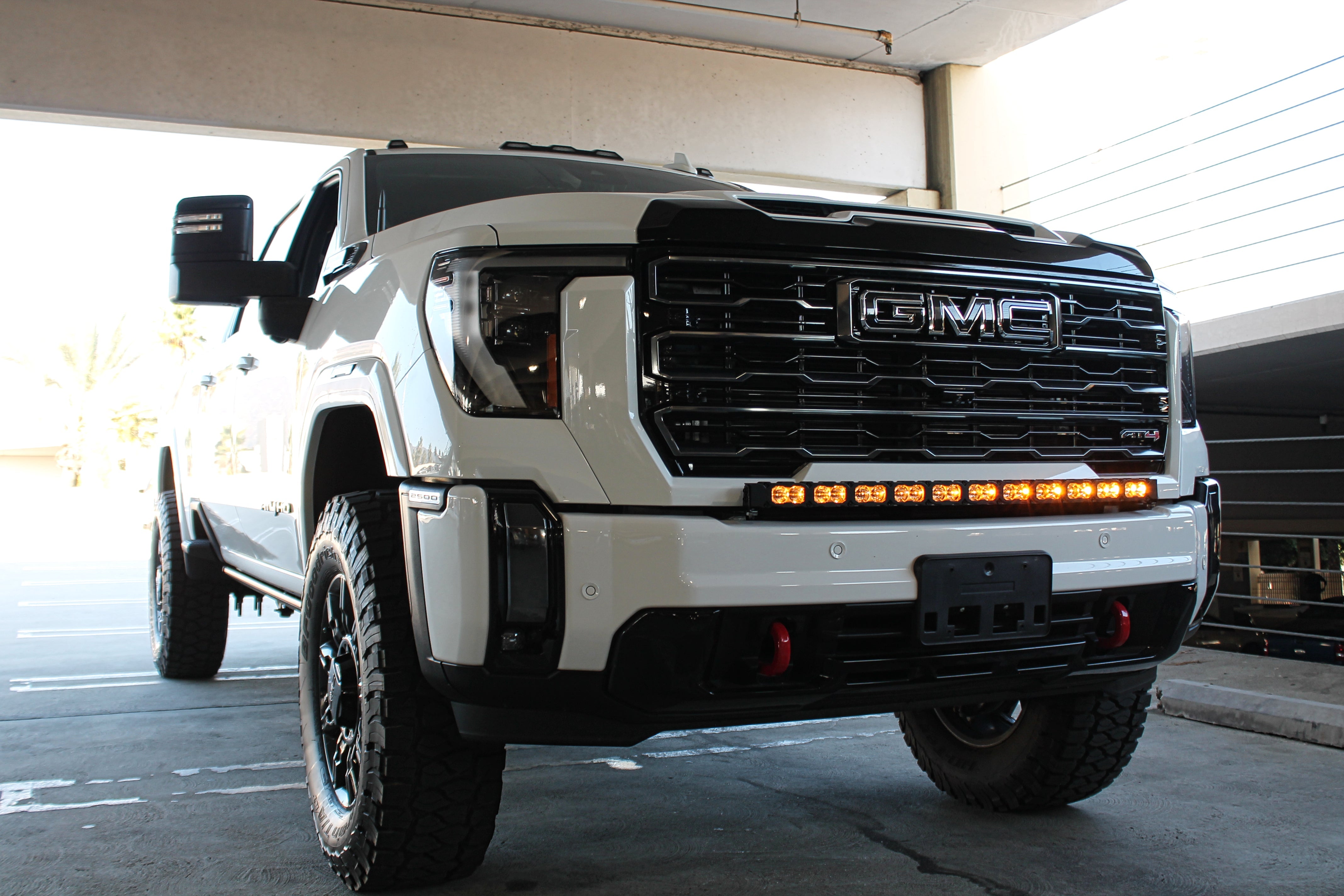 GMC Sierra HD light bar - 40in curved PRO LED integrated light bar for 2024+ GMC Sierra 2500/3500HD, fits AEV bumpers, slim grille design