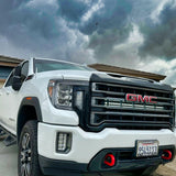 2020 2021 2022 2023 white GMC Sierra 2500/3500HD one white 40in light bar behind the grille