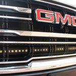 GMC Yukon 2021-24 Single 40in Light Bar installed under GMC logo on truck grille