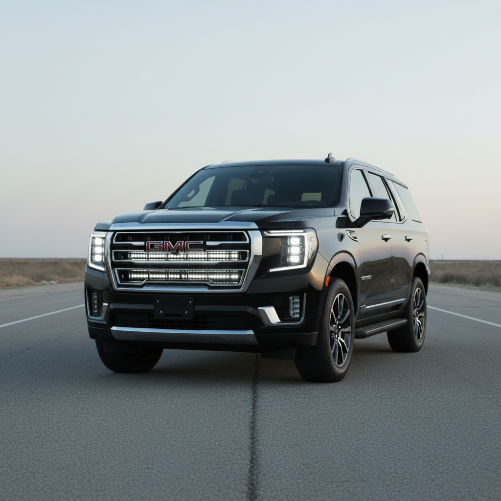 2021-2024 GMC Yukon dual 40in SLIM off-road LED light bars shown in white and amber
