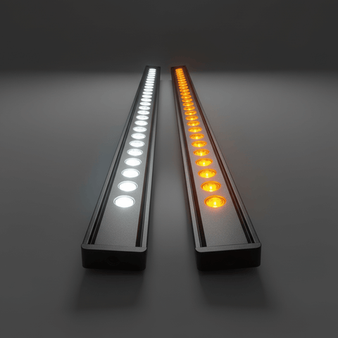 2025 2026 GMC Yukon dual 40s slim LED light bars with white and amber LEDs for front grille mount