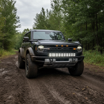 Ford Bronco Raptor Light Bars - double stacked PRO 40" curved on rugged off-road Ford Bronco Raptor (2021-2026) with slim bumper mount and black powder-coated brackets