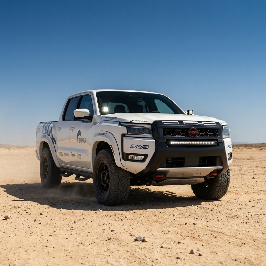2025+ Nissan Frontier single 30in SLIM LED light bar mounted behind the grille