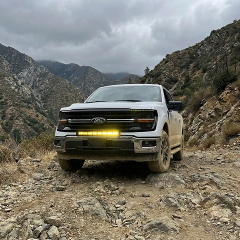 2024+ Ford F150 with 30in Light Bar PRO, perfect fit for off-road adventures in rugged terrain.