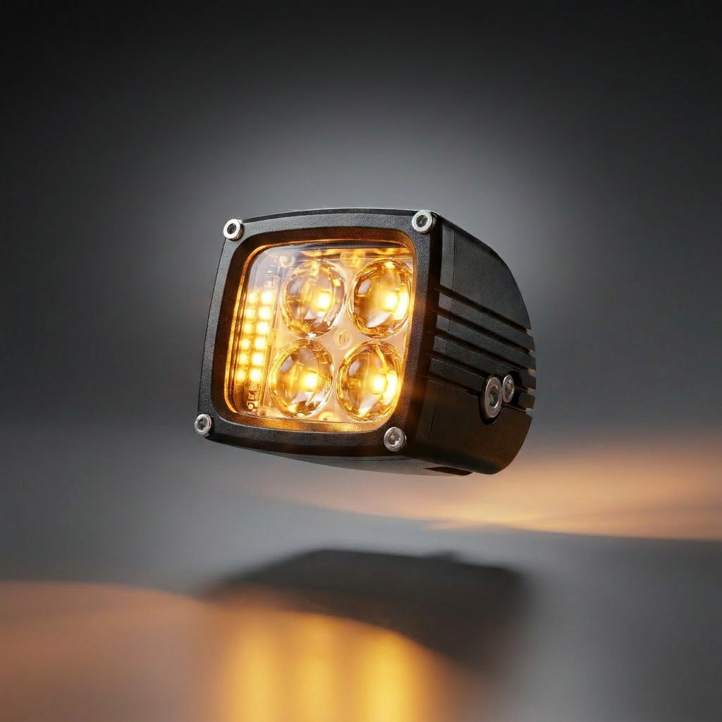 2021-2023 Ford F150 ditch light LED pod lit amber, studio product photo