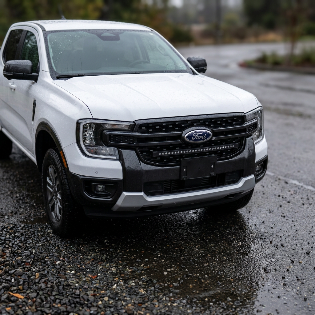 30-inch SLIM LED light bar installed low in the grille of a 2024–2026 Ford Ranger