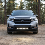 2021-2026 Honda Ridgeline straight-on front view with 30in PRO light bar lit white across the lower bumper opening