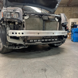 2021-2026 Honda Ridgeline with front bumper and grille removed showing the 30in PRO light bar bolted to the factory radiator support during install